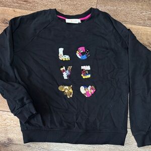 Tory Burch Black Sweatshirt with Colorful Sequin Letters medium